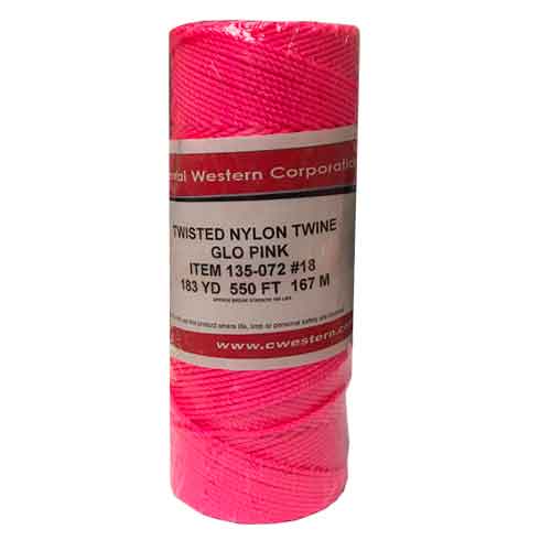 135-072 #18 x 550 Fluorescent Pink Twisted Nylon Seine Twine