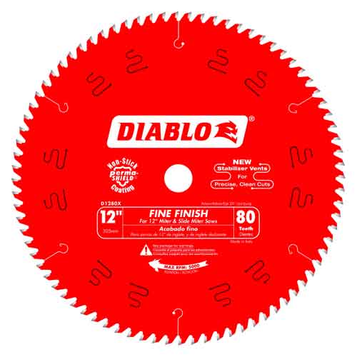 Diablo® Tools 12" x 80T D1280X Carbide Fine Finish Blade