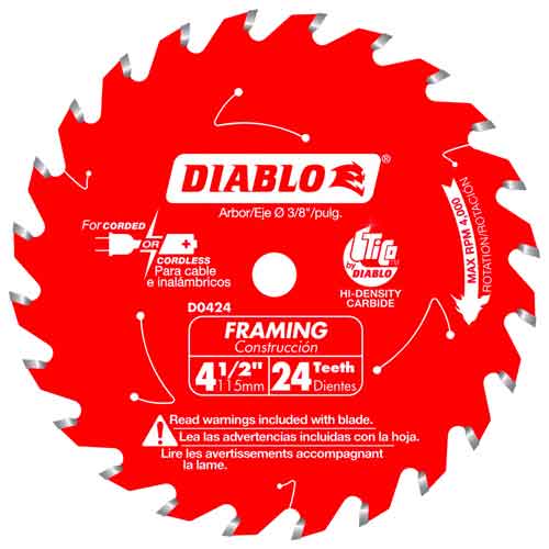 Diablo&reg; Tools 4-1/2" x 24T D0424X Framing Trim Saw Blade
