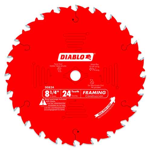 Diablo&reg; Tools 8 - 8-1/4" x 24T D0824X Carbide Framing Saw Blade