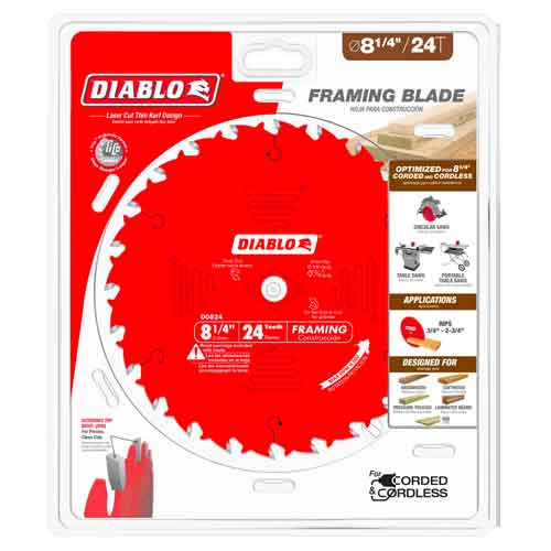 Diablo Tools 8-1/4" x 24T  D0824X Carbide Framing Saw Blades - Pack