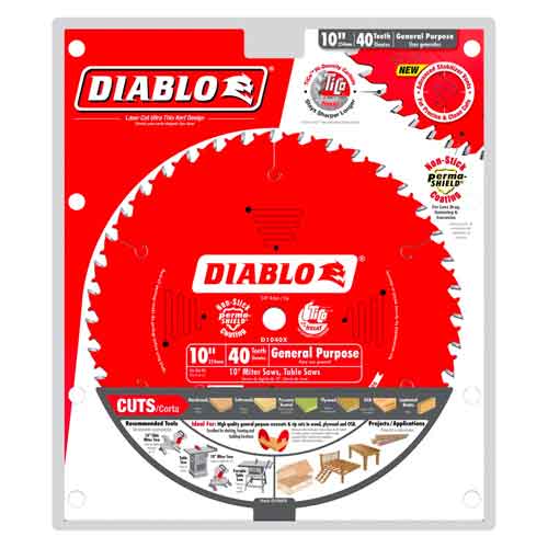 Diablo D1040X 10" x 40T Carbide General Purpose Blade - Pack