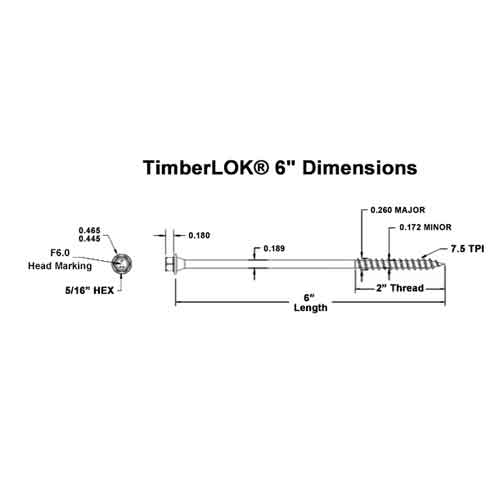 6" Timberlok Dimensions