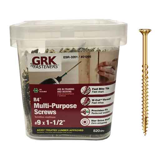GRK R49112PP 1-1/2" x #9 Multi-Purpose Framing Screws (820/Tub)