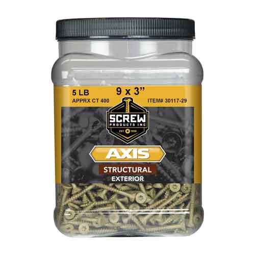 Screw Products AXIS&trade; #9 x 3" Exterior Structural Screws (5lbs/Tub)