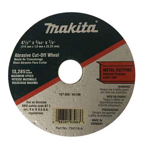 Makita 724115-A 4-1/2" x 3/64" x 7/8" Metal Cut-Off Wheels