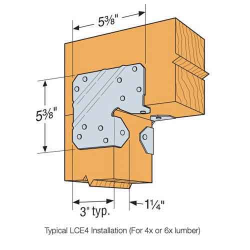 Simpson Strong-Tie LCE4 Post Caps Dimensions