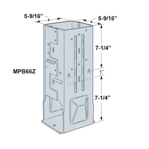 Simpson MPB66Z Moment Post Base Dimensions