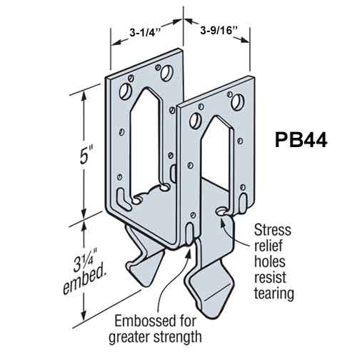 Simpson Strong-Tie PB44 Post Base Dimensions