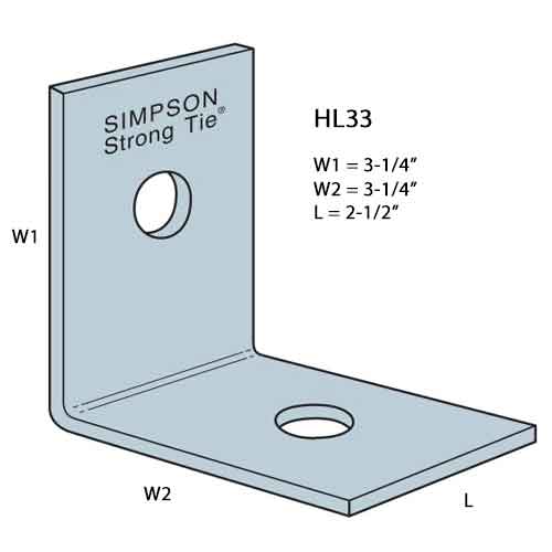 Simpson Strong-Tie HL33 Heavy Angle 3-1/4" x 3-1/4" x 2-1/2" - HL33