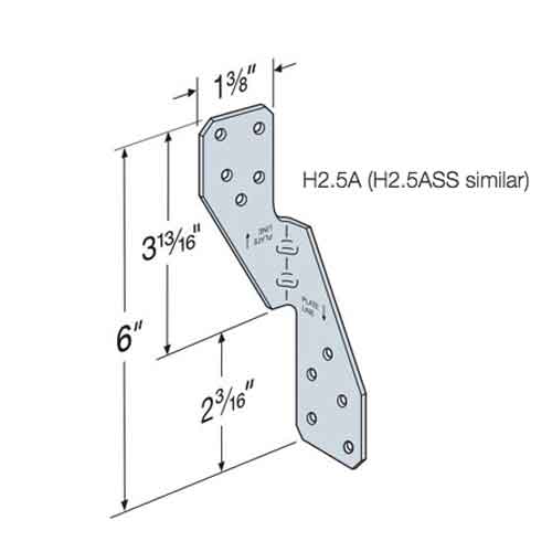 Simpson Strong-Tie H2.5A Clip Dimensions