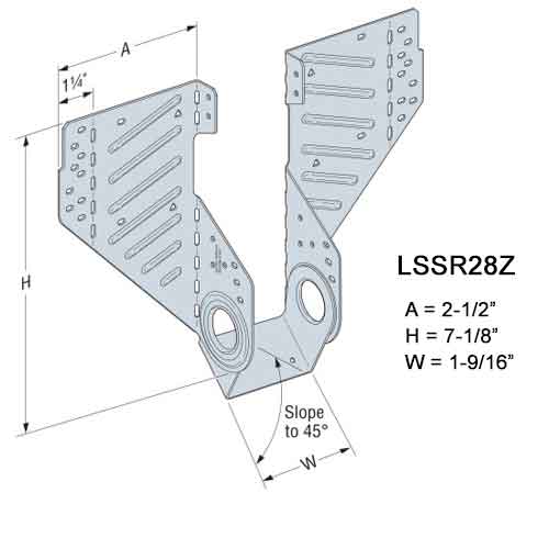 Simpson Strong-Tie LSSR28Z Field Adjustable Rafter Hanger - Dimensions