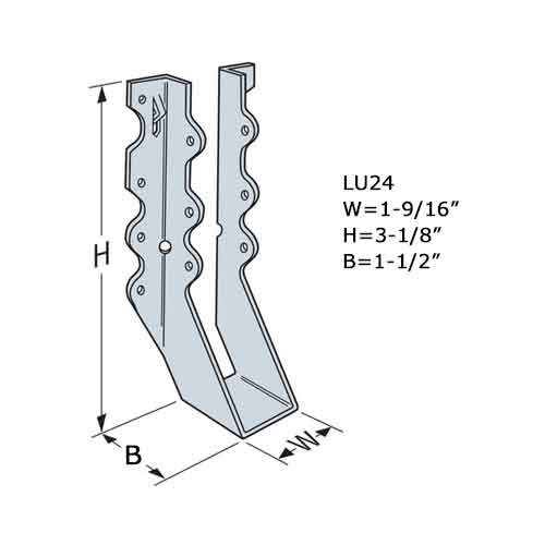 Simpson Strong-Tie LU24 Dimensions