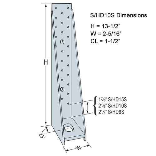 Simpson Strong-Tie S/HD10S Holdown Dimensions