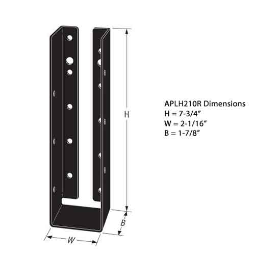 APLH210R Joist Hanger Dimensions