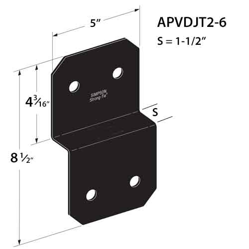 Simpson Strong-Tie APVDJT2-6 Deck Joist Ties Dimensions
