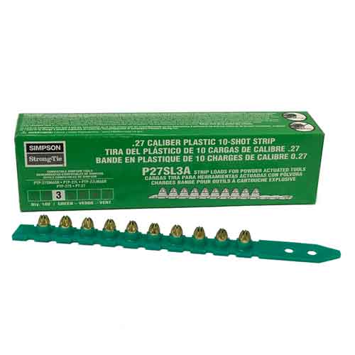 Simpson Strong-Tie P27SL3A Green .27 Caliber Plastic 10-Shot Strip Loads 100/Box
