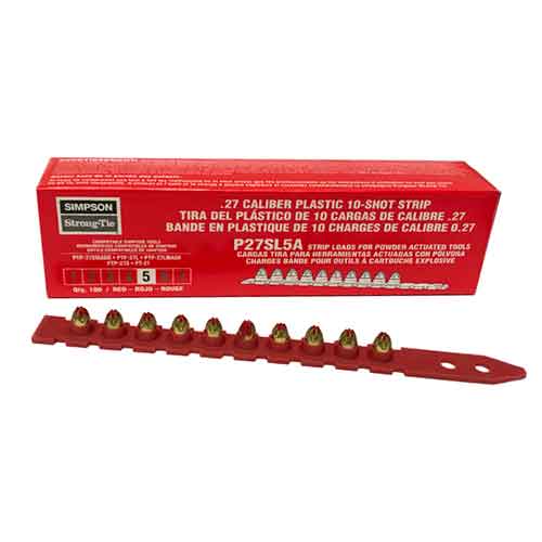 Simpson Strong-Tie P27SL5A Red .27 Caliber Plastic 10-Shot Strip Loads 100/Box