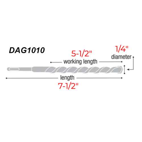 Diablo Tools DAG1010 1/4" x 7-1/2" Wood Auger Bit - Specs