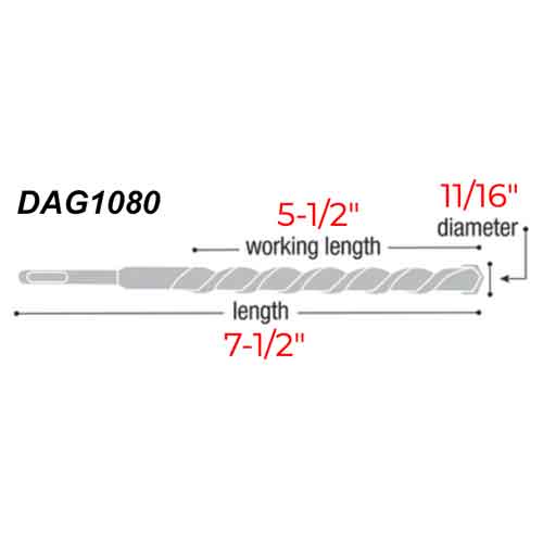 Diablo Tools DAG1080 11/16" x 7-1/2" Wood Auger Bit - Specs