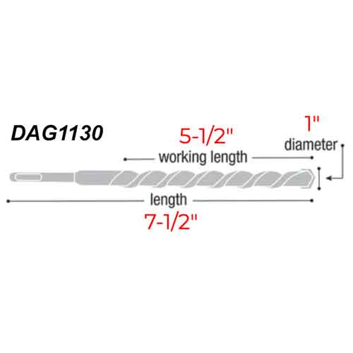Diablo Tools DAG1130 1" x 7-1/2" Wood Auger Bit - Specs
