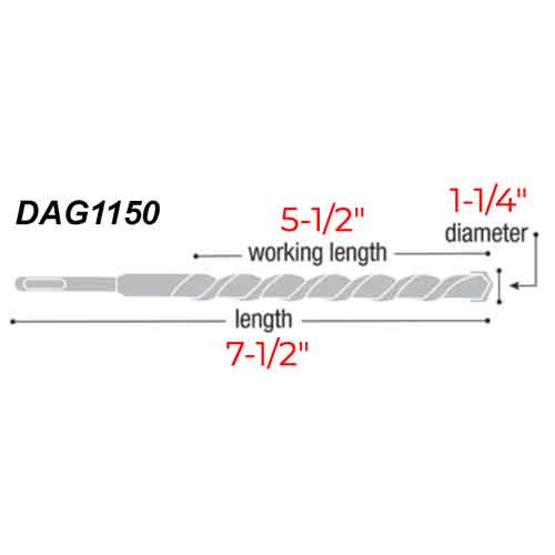 Diablo Tools DAG1150 1-1/4" x 7-1/2" Wood Auger Bit - Specs