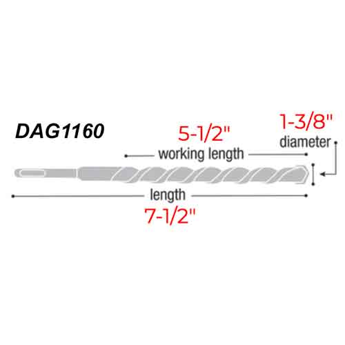 Diablo Tools DAG1160 1-3/8" x 7-1/2" Wood Auger Bit - Specs