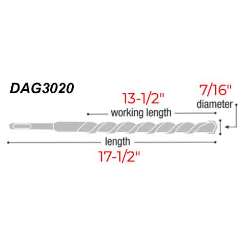 Diablo Tools DAG3020 7/16" x 17-1/2" Wood Auger Bit - Specs