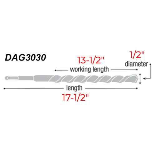 Diablo Tools DAG3030 1/2" x 17-1/2" Wood Auger Bit - Specs