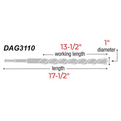 Diablo Tools DAG3110 1" x 17-1/2" Wood Auger Bit - Specs