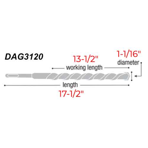 Diablo Tools DAG3120 1-1/16" x 17-1/2" Wood Auger Bit - Specs