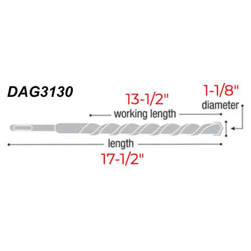 Diablo Tools DAG3130 1-1/8" x 17-1/2" Wood Auger Bit - Specs
