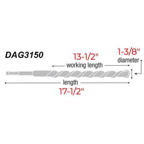 Diablo Tools DAG3150 1-3/8" x 17-1/2" Wood Auger Bit - Specs