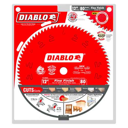 Diablo D1280X 12" x 80T Carbide Fine Finish Blade - Pack