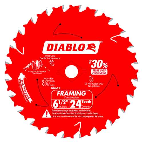 Freud Diablo D0624A 6-1/2" Carbide Framing Saw Blades