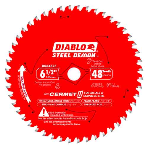 Diablo® Tools 6-1/2" x 48T D0648CFA Cermet II Saw Blade for Metals and Stainless Steel