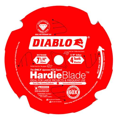 Diablo&reg; Tools 7-1/4" x 4T D0704DH Hardie Fiber Cement Blade (Bulk)