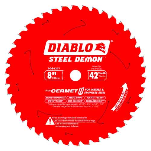Diablo Tools 8" x 42T D0842CF Cermet II Saw Blade for Metals and Stainless Steel