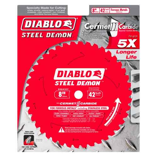 Diablo Tools 8" x 42T D0842CF Cermet II Saw Blade for Metals and Stainless Steel - Pack