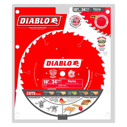 Diablo D1024X 10" x 24T Carbide Ripping Blade - Pack