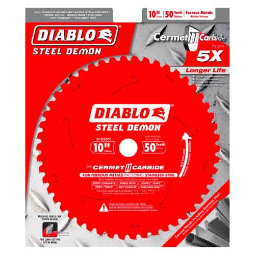 Diablo Tools 10" x 50T D1050CF Cermet II Saw Blade for Metals and Stainless Steel - Pack
