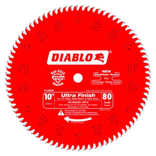 Diablo D1080X 10" x 80T Carbide Ultra Finish Blade
