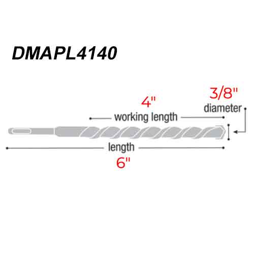 Diablo Tools DMAPL4140 3/8" x 6" Rebar Demon Carbide Bit - dimensions