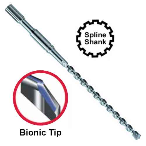 Driltec AE-060-132 1/2" x 4" x 10" Spline Shank Bit - Bionic Cutter