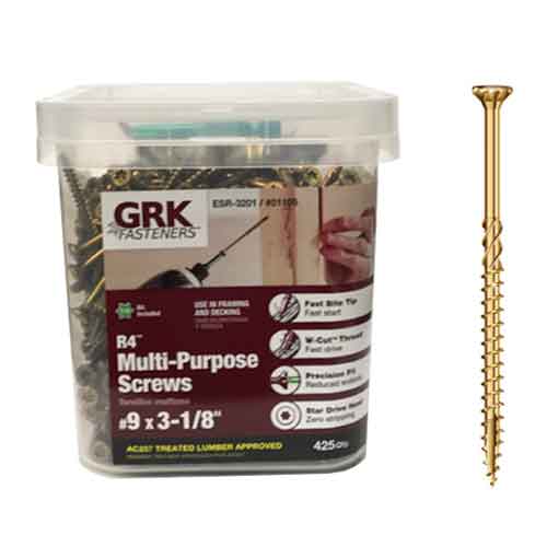 GRK R49318PP 3-1/8" x #9 Multi-Purpose Framing Screws (425/Tub)