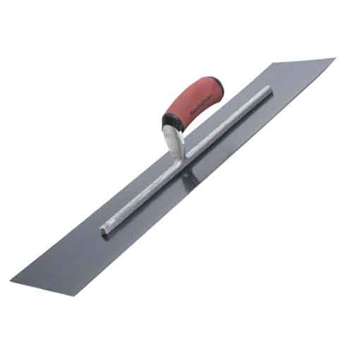 Marshalltown MXS244BD 24" x 4" Blue Steel Finishing Trowel - Curved DuraSoft® Handle - Square End