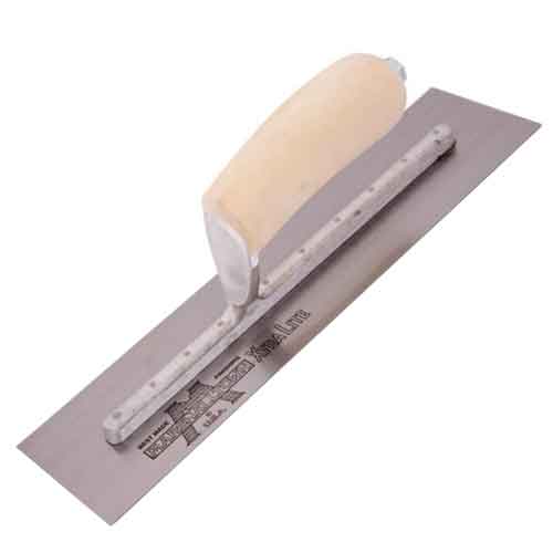 Marshalltown MXS56 12" x 3" Finishing Trowel - Curved Wood Handle - Square End