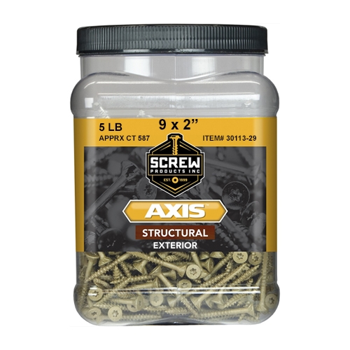 Screw Products AXIS&trade; #9 x 2" Exterior Structural Screws (5lbs/Tub)