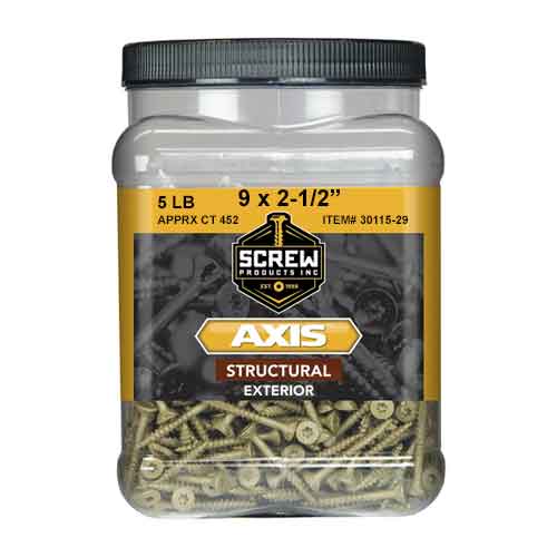 Screw Products AXIS&trade; #9 x 2-1/2" Exterior Structural Screws (5lbs/Tub)
