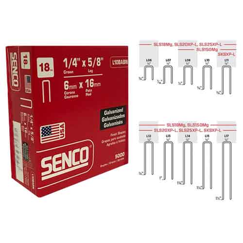SENCO L10BABN Electro Galvanized Staples 18 X 1/4" for sale online 